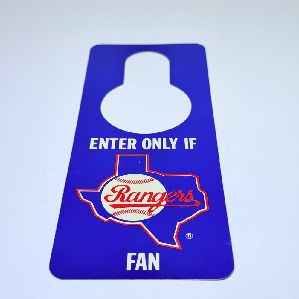 Vintage 1992 Texas Rangers MLB Door Hanger Game In Progress Sign Skore Blue